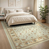 Ornate Ivory Red Floral Persian Rug