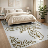 Traditional Persian Ornate Gold Medallion Persian Rug