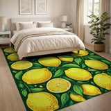Yellow Zesty Lemon Grove Fruit Pattern Area Rug
