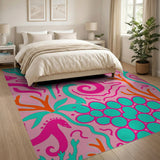 Vibrant Pink Seahorse Coral Area Rug
