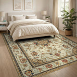 Traditional Persian Multi-color and Patterns Ivory Traditional Persian Floral Medallion Ru