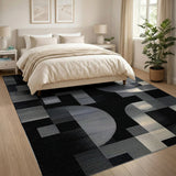 Modern Geometric Black White No. 9 Area Rug