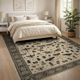 Cream Insect Collection Persian Area Rug