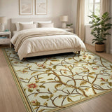 Ivory Floral Vine Vintage Area Rug