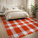 Bold Red White Zigzag Check Area Rug