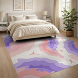 Abstract Pink Purple Layered Wave Area Rug