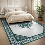 Teal Snowflake Medallion Area Rug