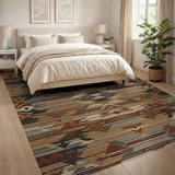 Southwestern Geometric Brown Tan Woven Area Rug