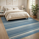 Blue and Teal Navy Blue Striped Coastal Area Rug