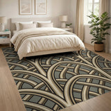 Grey Interlocking Arch Geometric Rug