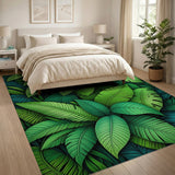 Boho Chic Green Lush Green Monstera Leaves Area Rug