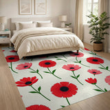 Red Poppy Floral Area Rug