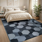 Grey Modern 3D Hexagon Grey Area Rug