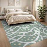 Teal Wavy Abstract Area Rug with Bubbles