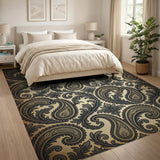 Beige Paisley Traditional Persian Area Rug