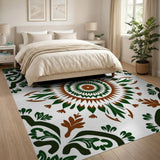 Green Sunburst Floral Medallion Rug