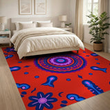 Multi-color and Patterns Vibrant Red Mandala Persian Area Rug