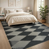 Black and White Black Diamond Geometric Area Rug
