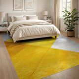 Bold Geometric Block Area Rug in Yellow Teal Grey