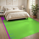 Vibrant Green Geometric Rug with Pink Borders