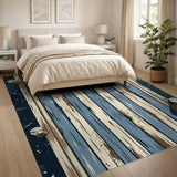 Weathered Teal Pier Plank Coastal Rug