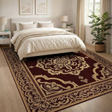 Ornate Gold on Maroon Traditional Persian Rug