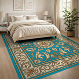 Ornate Teal Medallion Persian Blue and Teal Area Rug