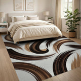 Sweeping Brown Brushstroke Abstract Area Rug