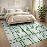 Green Green Geometric Line Abstract Area Rug