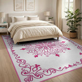 Pink Ornate Floral Mandala Area Rug