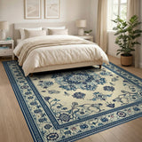 Elegant Blue Persian Motif Area Rug