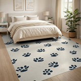 ODIKA Washable Paw Print Rug - Pet-Friendly Non-Slip Low Pile Area Rug