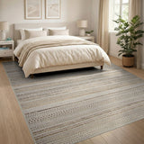 Beige Striped Distressed Vintage Area Rug