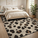 Leopard Print Cream Area Rug