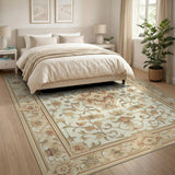 Ornate Ivory Floral Medallion Rug