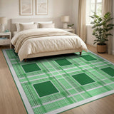 Geometric Modern Green Gingham Plaid Area Rug