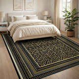 Intricate Gold on Black Persian Area Rug