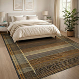 Brown and Tan Textured Geometric Brown Tan Area Rug