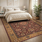 Red Traditional Persian Red Floral Area Rug