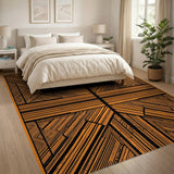 Orange Bold Orange Geometric Modern Area Rug