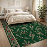 Emerald Green Gold Leaf Berry Persian Area Rug