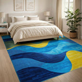 Multi-color and Patterns Wavy Multi-Color Abstract Area Rug