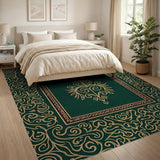 Regal Emerald Green Ornate Persian Rug