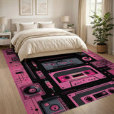 Retro Pink Cassette Mixtape Area Rug