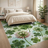 Whimsical Green Clover Shamrock Area Rug