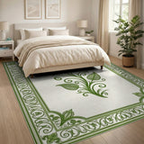 Ornate Green Leaf Vine Area Rug