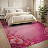 Blush Pink Peony Floral Vintage Area Rug