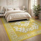 Elegant Gold Persian Medallion Area Rug