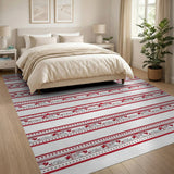 Red Maple Leaf Pavilion Border Area Rug