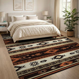 Brown and Tan Southwestern Southwestern Geometric Brown Tan Area Rug